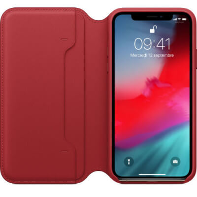 RED LEATHER IPHONE XS FLAP...