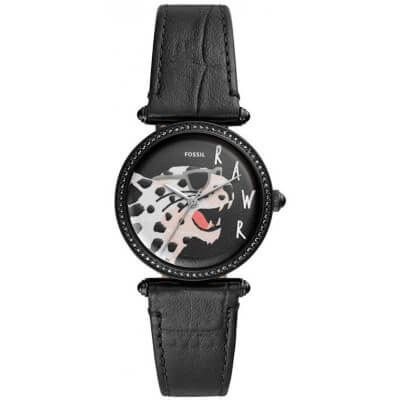 LYRIC LEOPARD WOMEN'S WATCH AND BLACK LEATHER 32MM