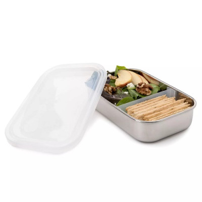 DIVIDED DINNER BOX WITH CLEAR LID 740 ML