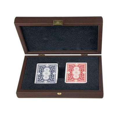 CARD GAME WITH BROWN WOODEN CASE