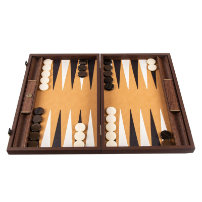 BACKGAMMON GAME IN BROWN OSTRICH LEATHER