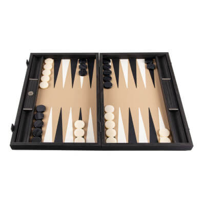 FAUX-LEATHER BACKGAMMON GAME IN BROWN MOCHA