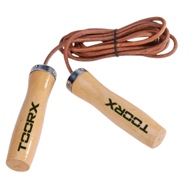 LEATHER JUMPING ROPE WITH WOODEN HANDLES