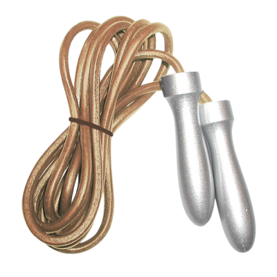 PROFESSIONAL JUMPING ROPE LEATHER AND SILVER BROWN ALUMINUM