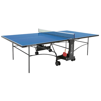 PING-PONG TABLE WITH BLUE WHEELS