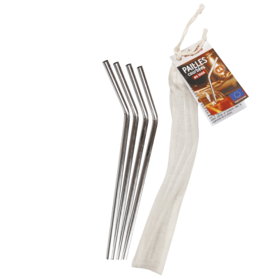 STAINLESS STEEL CURVED STRAWS + 1 PIN (X4)