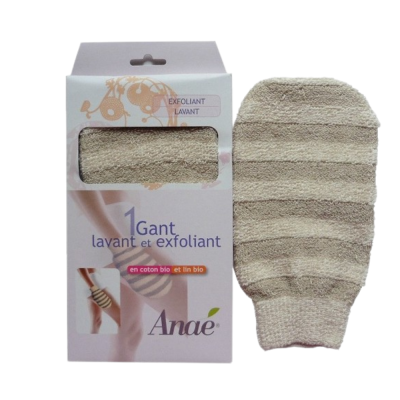 WASHING AND EXFOLIATING GLOVE IN ORGANIC COTTON AND LINEN