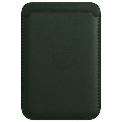 CARD HOLDER FOR IPHONE 13 WITH SEQUOIA GREEN LEATHER MAGSAFE