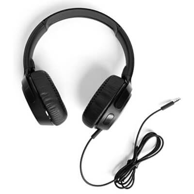 FOLDABLE WIRED RIFF HEADSET WITH INTEGRATED MICROPHONE BLACK