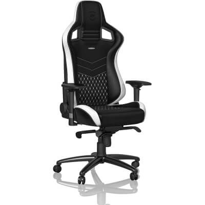 EPIC GAMING CHAIR GENUINE LEATHER BLACK AND WHITE