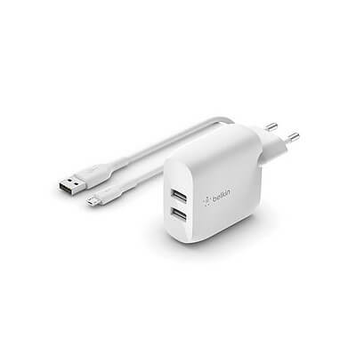 MAINS CHARGER 2 PORTS USB-A ( ERS ) TO MICRO-USB